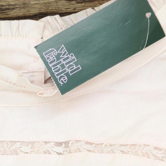 NWT Wild Fable Women's Long Sleeve High Neck Poplin Dress TARD375J S Pink - Picture 4 of 6